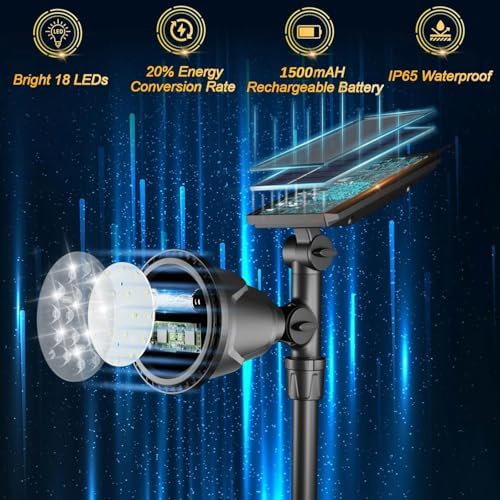ROSHWEY Solar Outdoor Lights, Waterproof Solar Yard Lights 600LM Spot Light Outdoor for Tree Pathway Walkway Driveway Patio (Cool White, 4Pack) - Image 5