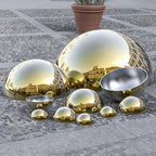 1 Pcs Gold Half Sphere Stainless Steel Garden Mirror Globe - Hollow Hemisphere Ball Gazing Ball Half for Garden Gate Stair Handrails Pool Shopping Mall Wall Decoration(Size:11.81in/30cm) - Image 3