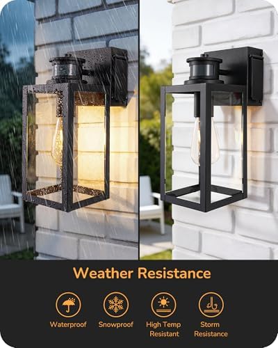 EDISHINE 2 Pack Outdoor Wall Light with Outlet Motion Sensor Dusk to Dawn - Image 5