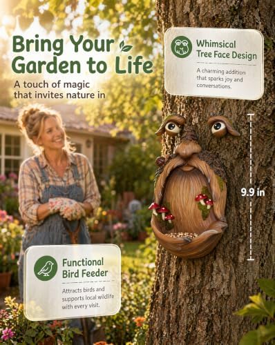 9.9" Tree Faces Decor Outdoor, Bird Feeder, Faces for Trees - Image 2