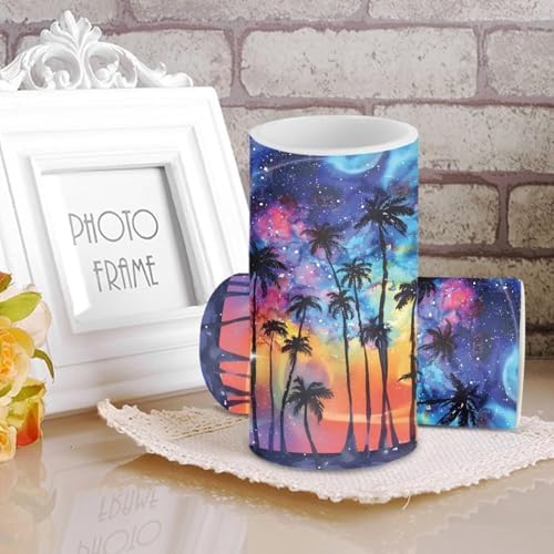 Galaxy Coconut Tree Flameless Candles Bulk Set of 2 Battery Operated Candles with Remote and Timer for Coastal Theme Home Decorations Flickering LED Elictric Pillar Tealights - Image 4