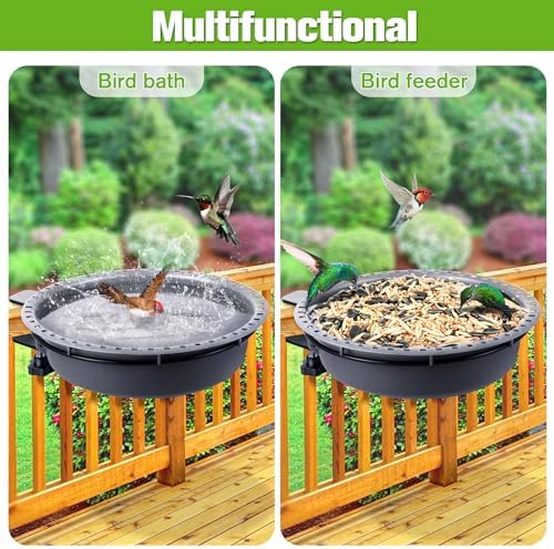Saillong Bird Baths for Outdoors, Bird Bath Bowl Water Feeder Outdoor for Hummingbirds for Garden Yard Patio Lawn, Ideal for Attracting Birds(Deck Mounted Style) - Image 4