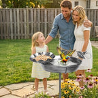 Echaprey Metal Bird Bath Outdoor Removable Bowl Heavy Duty Rustproof Gray - Image 2
