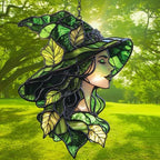 Leafy Forest Witch Acrylic Suncatcher - Image 3