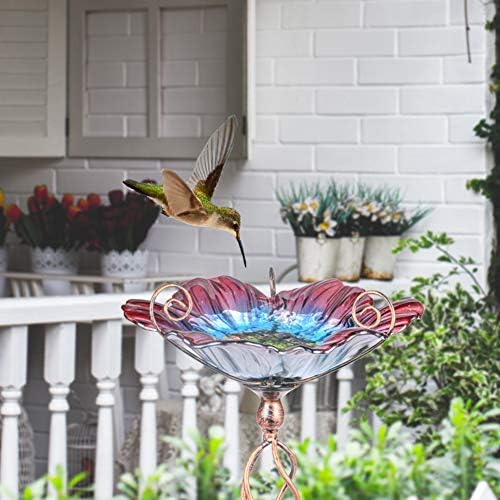 MUMTOP Glass Birdbath Birdfeeder with Metal Stake Garden Yard Outdoor - Image 4
