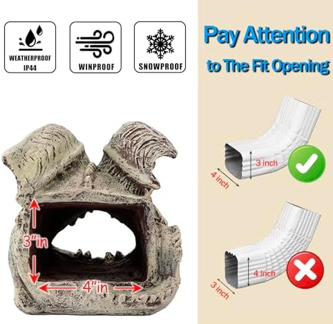 Real Gargoyle Sculpture Gutter Diverter Rain,Eco-Friendly Resin Gutter Extender Diverter,Demon Decor Gutter Extension Downspout, Splash Block, Perfect for 3"x4" Gutter Downspout Extension - Image 4