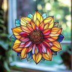 Autumn Sunflower Acrylic Suncatcher 8 Inches, Fall Decoration Indoor Outdoor, Bedroom Porch Decor, Stained Glass Effect Window Hanging, Colorful Floral Ornament, Flower Lover Gift for Her by XISZYS