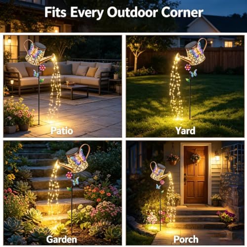 Solar Watering Can Lights Outdoor Garden Decor Gifts for Women Mom Grandma - Image 5