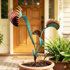 Metal Yard Art - 24inch Venus Fly Trap Garden Stake Metal Outdoor Plants by Covwsei