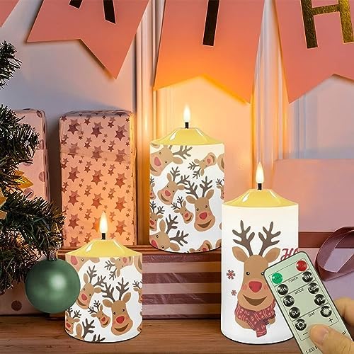 Cozeyat Christmas ELK Flameless Candles Battery Operated, Long Lasting LED Tea Lights with 4/6H Timers Tealights 3 Pieces, Dancing Flames Candles for Christmas Decoration Indoor - Image 5