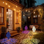 Aurelema 4 Pcs Hanging Solar Lights Moroccan Outdoor Decor Solar Lantern Waterproof Metal Moroccan Decorations for New Year Thanksgiving Patio Pathway Yard Porch Backyard Garden - Image 5
