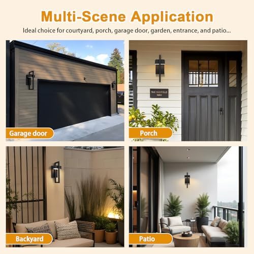 LamQee Outdoor Wall Lights Modern Exterior Lighting Fixtures, 3000K Integrated LED Outdoor Wall Sconce Lighting 2 Packs, Matte Black Outside Wall Mount Lights for House Front Door Porch Garage Patio - Image 3