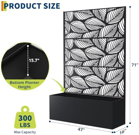 Garvee 71"x47"x16" Metal Planter Box with Trellis for Climbing Plants Vines - Image 6