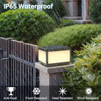 Solar Post Lights Outdoor Pillar Light,Solar Cap Column Lighting LED Square Deck Cap Lamp for Flat Surface Patio Garden Decoration, Stainless Steel Lamp Post Dusk to Dawn with IP65 Waterproof（10"x10"） - Image 2