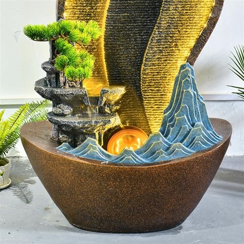 Cascading Rock Outdoor Water Fountain Creative Rockery Water Curtain Wall, Floor Circulating Water Ornaments, Living Room Courtyard Fountain Landscape for a Calming in Outdoor(M) - Image 5