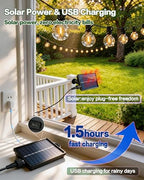 30FT Solar String Lights Outdoor, G40 LED Waterproof with Remote - Image 6