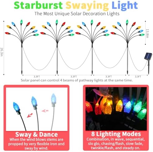 C7 Solar Christmas Decorations Outdoor, Vintage Solar Pathway Stake Lights - Image 2