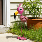 26” Metal Flamingo Statue Outdoor Garden Decor - Image 5