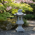 Chinese Pagoda Dragon Lantern Statue, Stone-Look Garden Decor - Image 4
