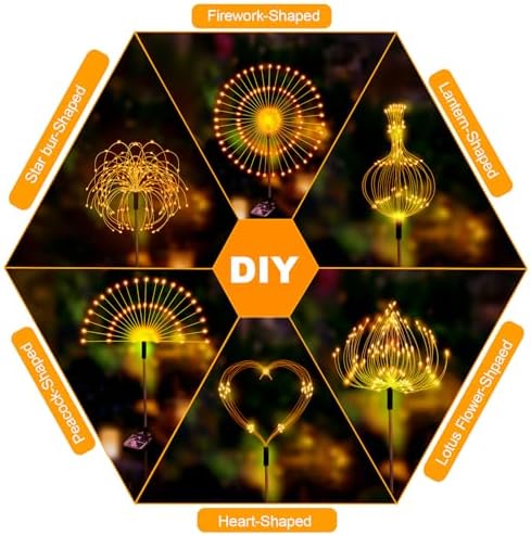 Solar Fireworks Lights Outdoor Garden 150 LEDs 6 Pack Warm White - Image 4