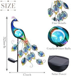 TERESA'S COLLECTIONS Yard Decorations Outdoor for Garden Decor, Peacock Solar Outdoor Lights, 32'' Metal Lawn Ornaments for Outside with Crackle Glass Ball, Decorative Stake Gifts for Mom - Image 5
