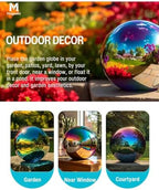 12 Inch Stainless Steel Gazing Ball, Garden Gazing Globe Mirror Ball, Polished Shiny Sphere for Garden Yard Outdoor, Swimming Pool Decoration (Rainbow) - Image 3