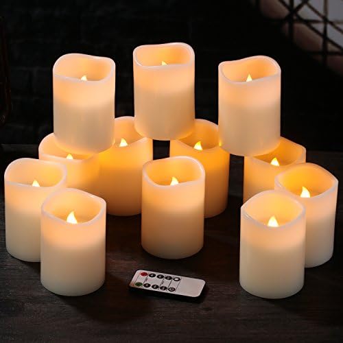 Flameless Candles Battery Operated Candles Set of 12(D:3" X H:4") Pillar Real Wax Led Candles with 10-Key Remote and Cycling 24 Hours Timer - Image 3