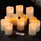 Flameless Candles Battery Operated Candles Set of 12(D:3" X H:4") Pillar Real Wax Led Candles with 10-Key Remote and Cycling 24 Hours Timer - Image 3