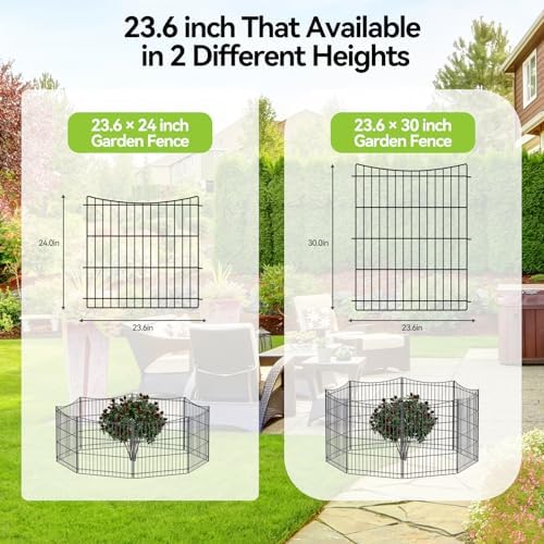 INJOPEXI Garden Fence 12 Panels 23.6ft(L)×24in(H) Decorative Garden Fences with 11 Panels + 1 Gate, Rustproof Metal Wire Temporary No Dig Rabbit Animal Barrier Fencing Dog Fence for Yard Patio Outdoor - Image 7