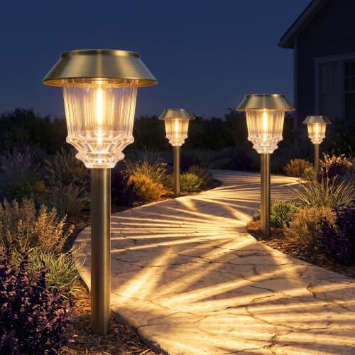 XMCOSY+ Solar Pathway Lights Outdoor, 10-40 LM Solar Garden Lights, 4 Pack by XMcosy