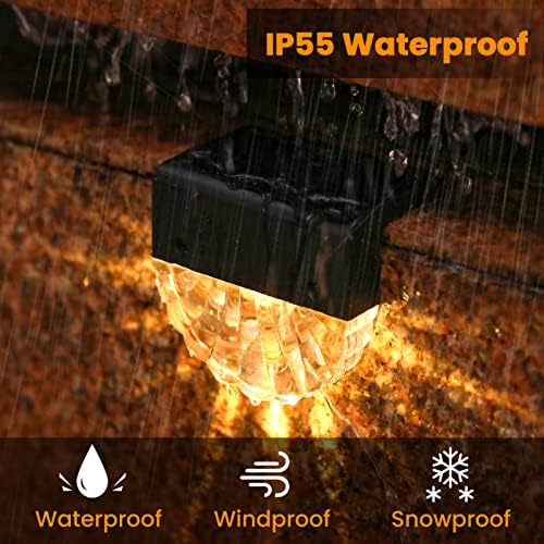 Solar Deck Lights Outdoor - 8 Pack Solar Step Light CIYOYO Waterproof Fence Lights for Patio Stairs Post Pathway Porch Driveway Yard Garden Decor, Warm White/LED Color Glow Lighting - Image 5