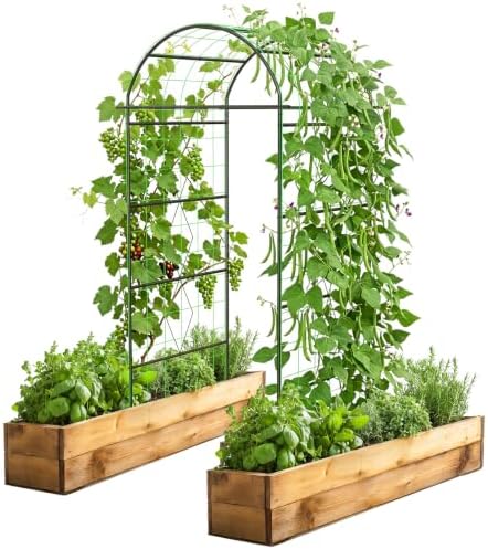 Garden Arch Trellis with Netting, Metal Garden Trellis for Climbing Plants by YAHKBTENBrand