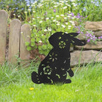Floral Rabbit Metal Garden Stake Decorative, Elegant Floral Cutout Design Silhouette Statues for Yard Art, Outside, Patio, Outdoor Decor, Garden Decorations, Lawn Ornaments - 16" Black - Image 5