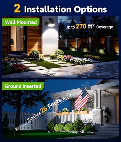 LETMY Solar Lights Outdoor Waterproof IP65, 4 Pack Solar Spot Lights Outdoor With 14 Big LEDs, 2-in-1 Wall Lights & 2 Modes Solar Powered Landscape Spotlights for Garage Pathway Yard Decor Garden Gift - Image 4