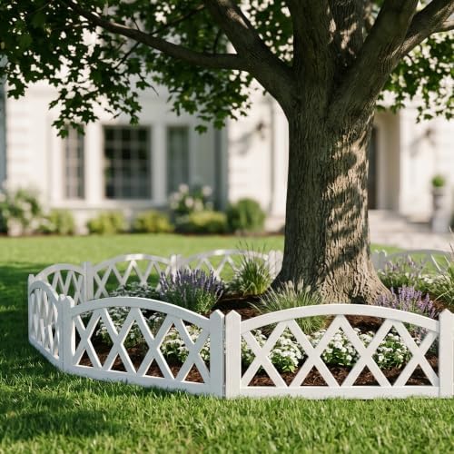 WORTH 8-Pack Short Plastic Garden Fence, White Decorative Border Fence with Pickets, 10 in. H x 16 ft. Total Length Interlocking Landscape Edging for Flower Beds, Lawn, Indoor Outdoor Use - Image 5