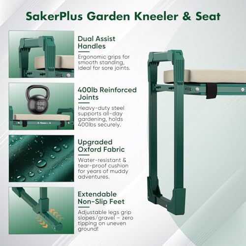 SakerPlus Garden Kneeler and Seat, Heavy Duty Foldable Garden Stool - Image 3