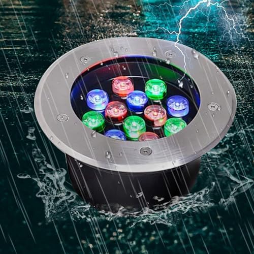 Submersible LED Fountain Lamp - Outdoor Buried Lights, IP68 Waterproof Stainless Steel LED Pond Spotlight, 12/24V Low Voltage Floor Lamp, with Remote Control(12V,9w) by Unknown