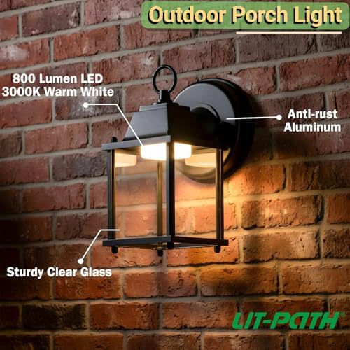LIT-PaTH Outdoor Wall Light Fixture, Aluminum, LED 3000K, Black, 2 Pack - Image 2