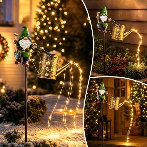 Solar Lamp Ironware Watering Can Christmas Outdoor Lawns Garden Light Decor by Unknown