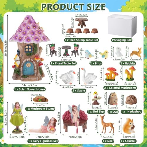 28Pcs Solar Fairy Garden House Resin Kit - Image 3
