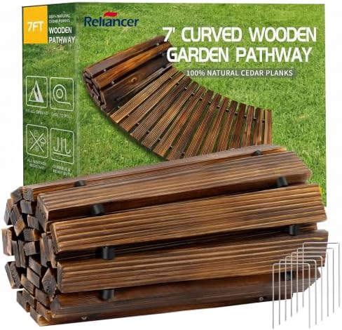 RELIANCER 7' Wooden Garden Pathway,22" Wide Outdoor Roll Out Patio Walkway by RELIANCER