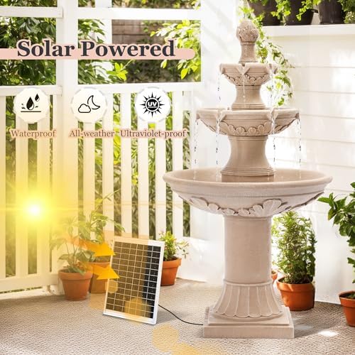 MAGIC UNION 48.4" Outdoor Solar Water Fountain,Italian Roman Style,Natural - Image 3