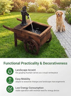 Carbonized Wood Outdoor Freestanding Fountain - Movable Vintage Hand Pump Cart, Plug-in Water Pump Electric Decorative Water Feature for Patio, Garden & Indoor Decoration - Image 6
