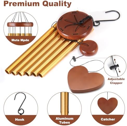 Gold Metal Wind Chimes Outdoor Large, Elegant Aluminum Tubes with Deep Tone, Modern Decorative Hanging Wind Chime for Garden Patio Porch Balcony Yard Home Decor - Image 3