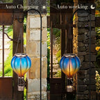 TERESA'S COLLECTIONS 2 Pack Hanging Solar Lantern Outdoor Garden Decor for Valentine,Waterproof Plastic Hot Air Balloon Blue Flickering Flame Effect Lantern for Yard Tree,Gift for Mom,18" - Image 5