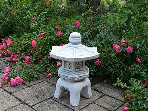 Asian Pagoda Lantern Statue Zen Garden Handmade Decoration Concrete Lantern Figurine Creative Outdoor Decor Gray - Image 2