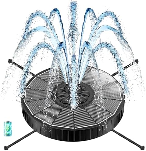 Solar Fountain with 3 Spray Height, Works in Shade, 3.5W Glass Solar Bird Bath Fountains with 2000mAh Battery and 4 Rotating Rods, 7 Nozzles, Outdoor Water Fountain Pump for Garden, Pool, Pond by GAIZERLSolarBirdBathFountain