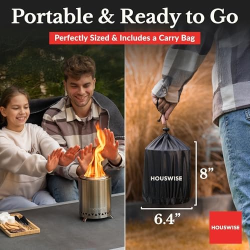 Houswise Smokeless Tabletop Fire Pit Outdoor - 8 Inch Mini Fire Pit, Wood Pellet Table Top Firepit, Portable Table Top Pit for Outside Patio, Small Pits Patio Heater Stove, Tabletop Firepit - Image 2