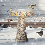 24" H Outdoor Concrete Bird Bath - 24" H * 18.8" Φ Mosaic Stone Design BirdBath Perfect for Adding Interest to Garden, Patio, Backyard, Porch and Deck - Image 3