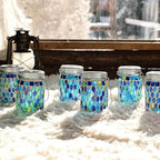 Cooo 4 Pack Mosaic Solar Lantern and 2 Pack Heavy Iridescent Crackle Glass Solar Lantern - Image 2
